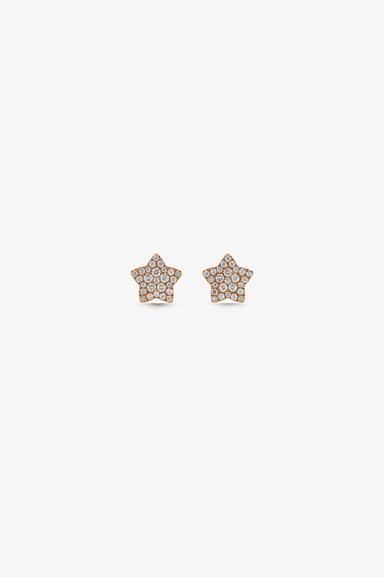 Star Pink Gold Earrings with Diamonds