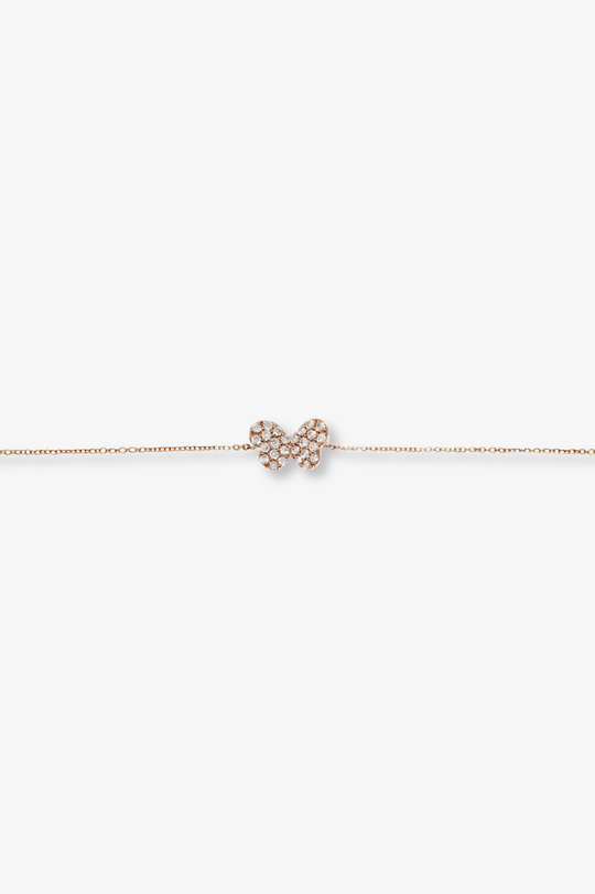 Butterfly Pink Gold Chain Bracelet with Diamonds