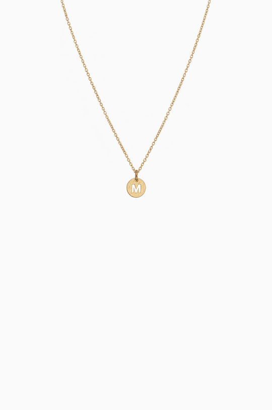 Yellow Gold Necklace with Letter M