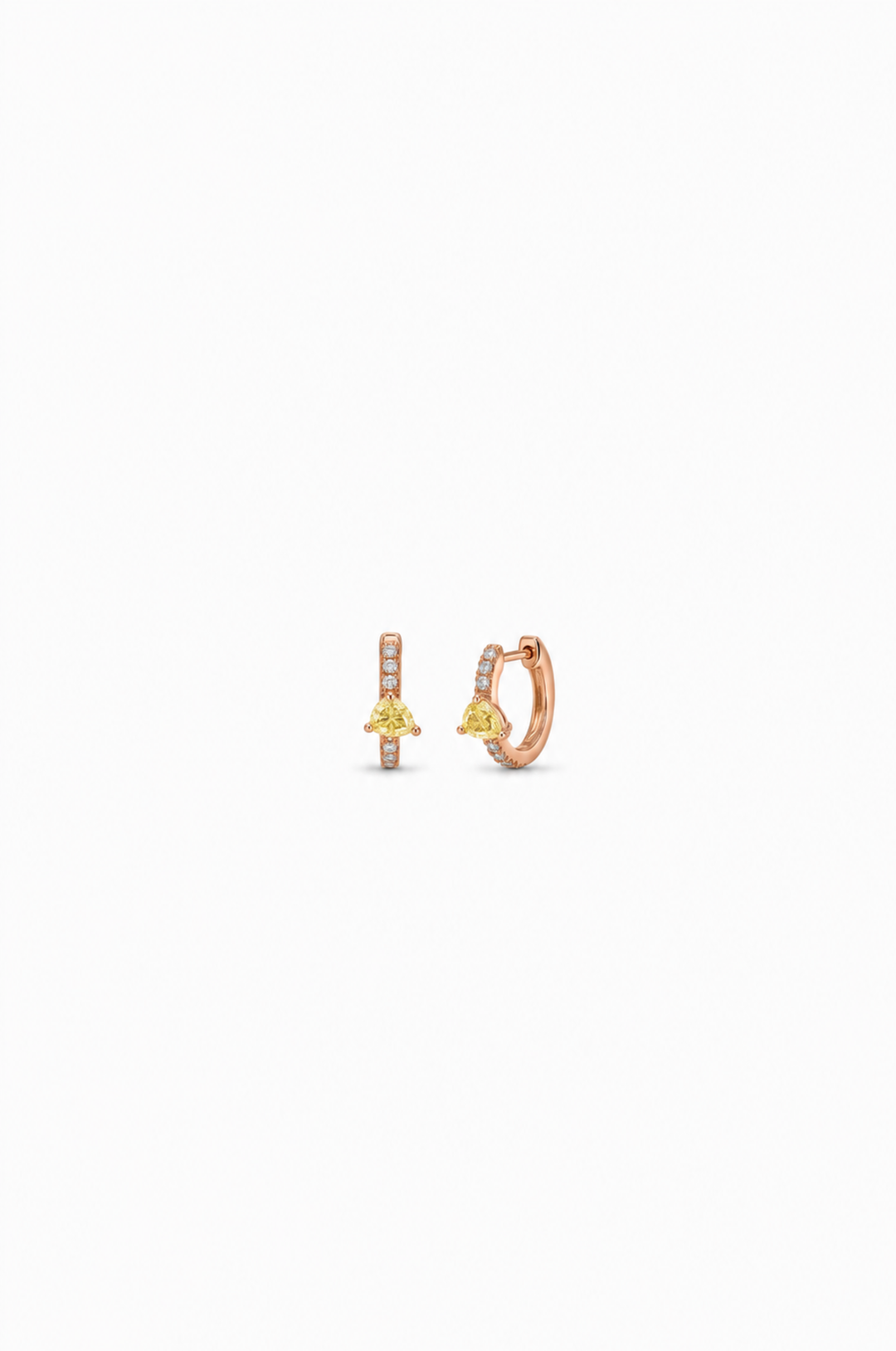 Tiny Pink Gold Loops with Diamonds and Yellow Diamond