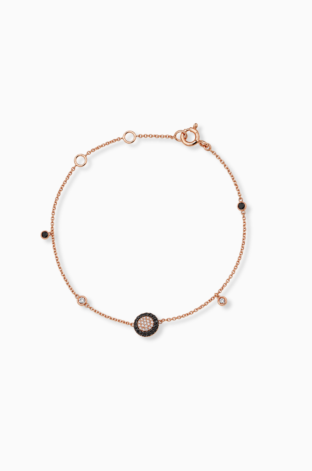 Pink Gold Chain Bracelet with Black Diamonds