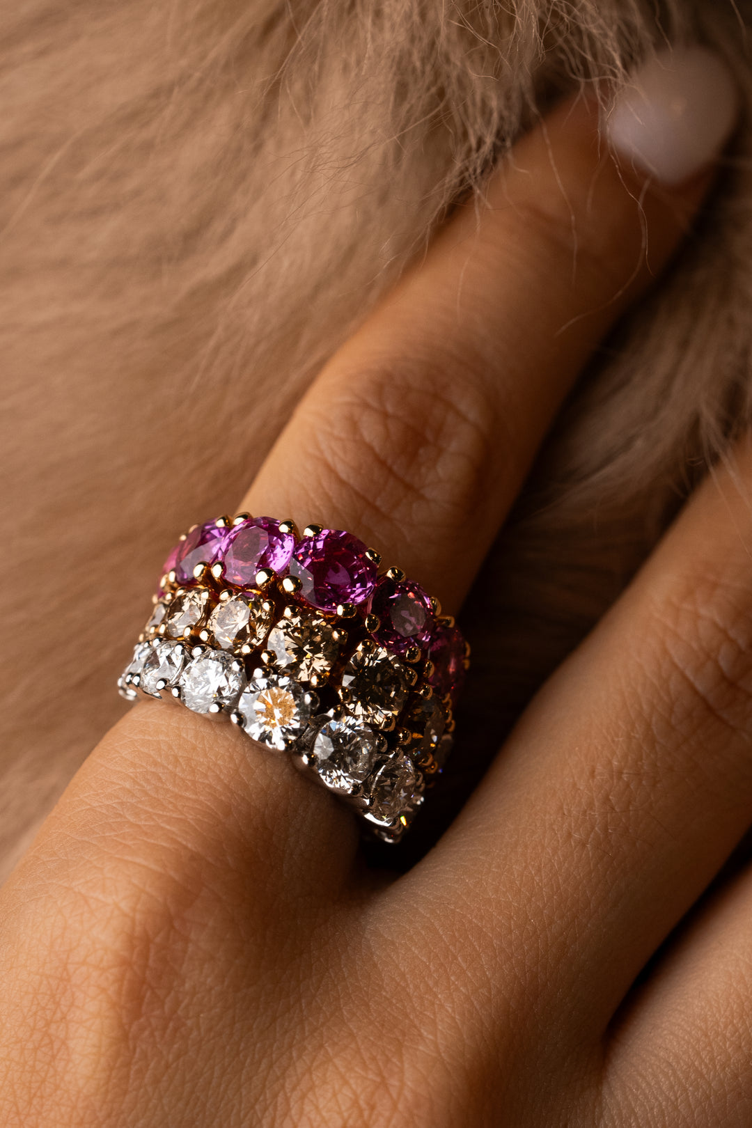 Pink Gold Ring with Pink Sapphires