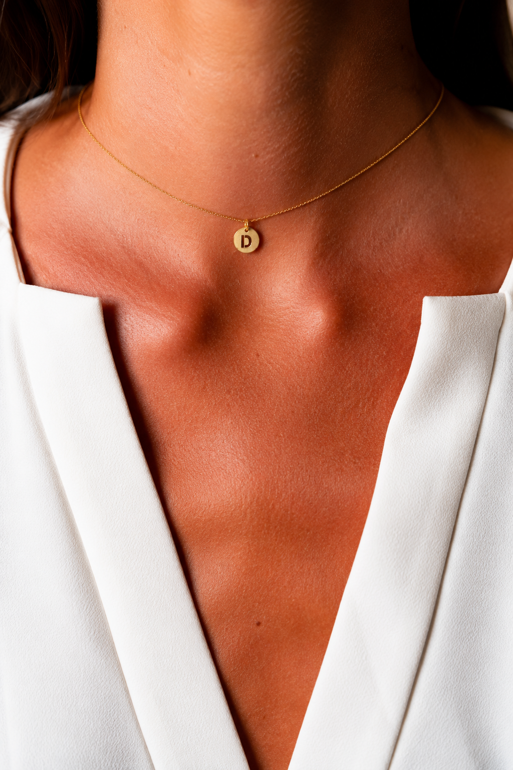 Yellow Gold Necklace with Letter D