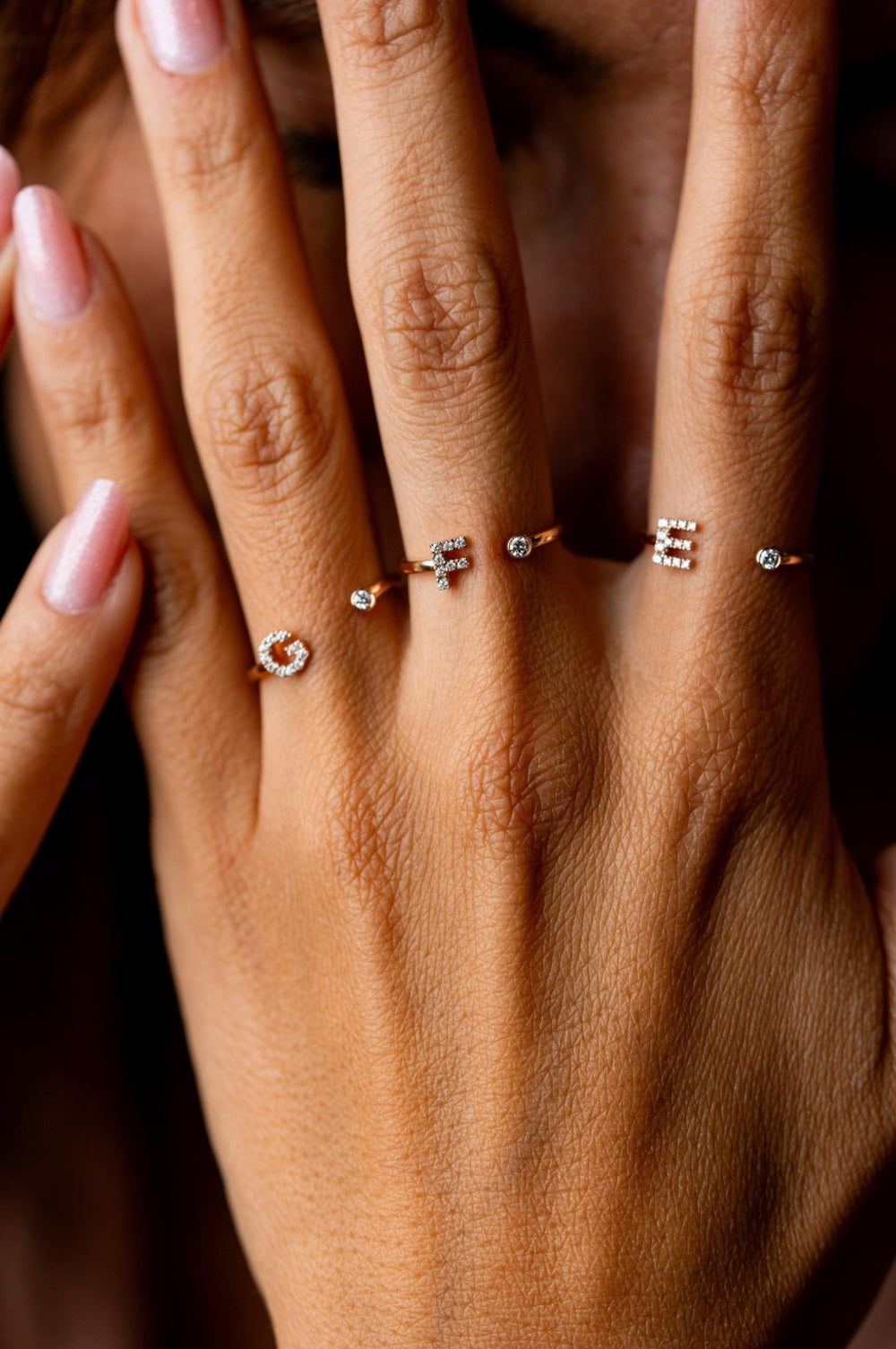 Letter E Gold Ring