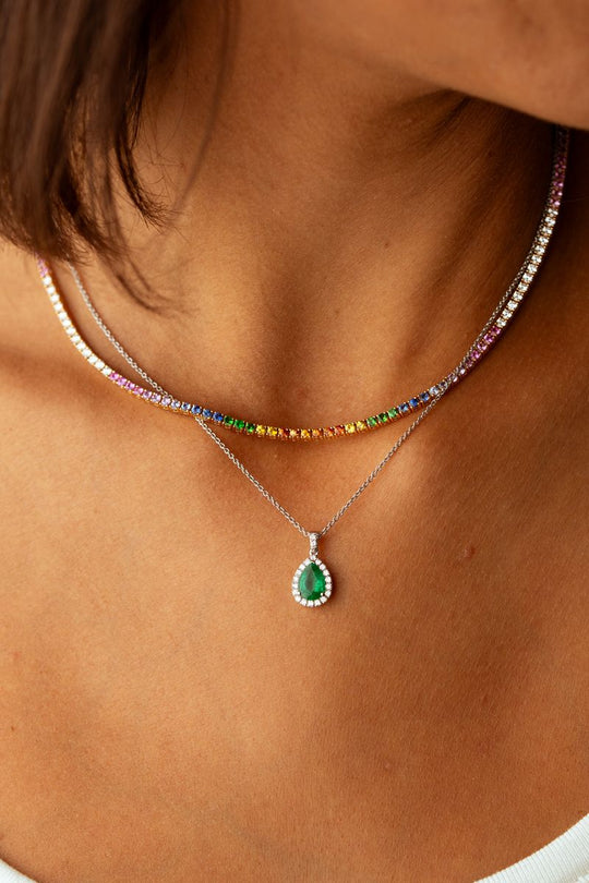 Colar em Ouro Rosa com Diamantes e Safiras