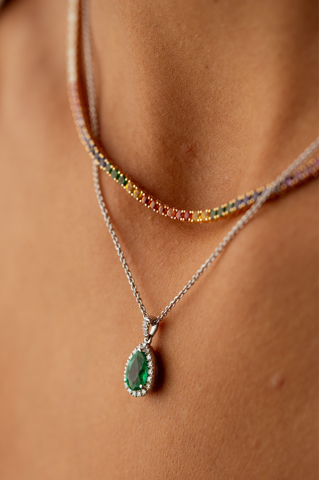 Colar em Ouro Rosa com Diamantes e Safiras
