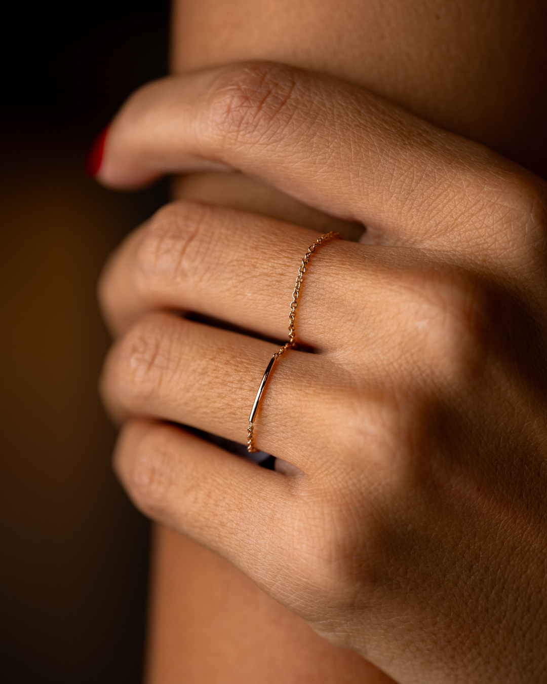 Pink Gold Chain Ring