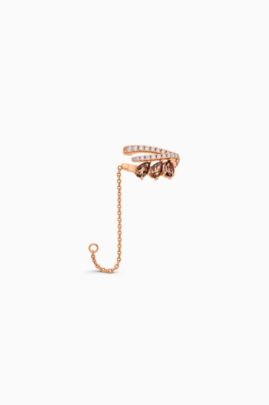 Pink Gold Ear Cuff with Diamonds and Quartz