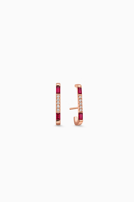 Brincos em ouro rosa com rubis e diamantes