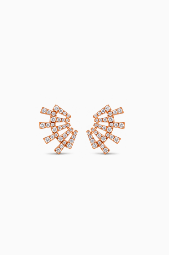 Brincos Smoky Club L em ouro rosa com diamantes