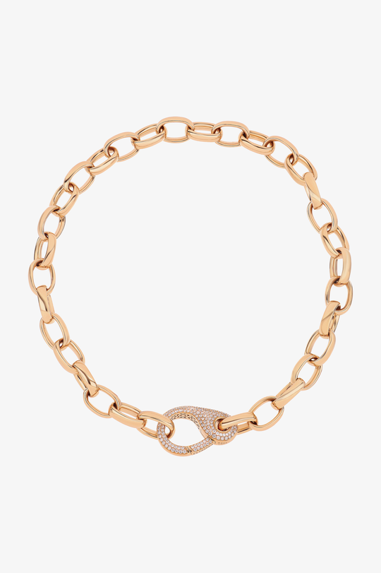 Pink Gold Necklace with Diamonds Lock