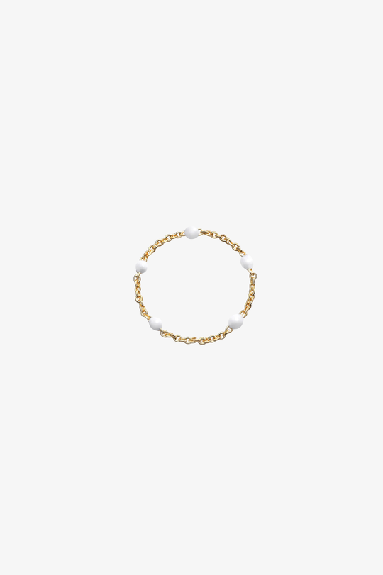 Gold Chain Ring with Dots