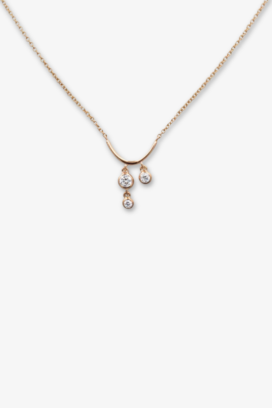 Pink Gold Necklace Pendants with Diamonds