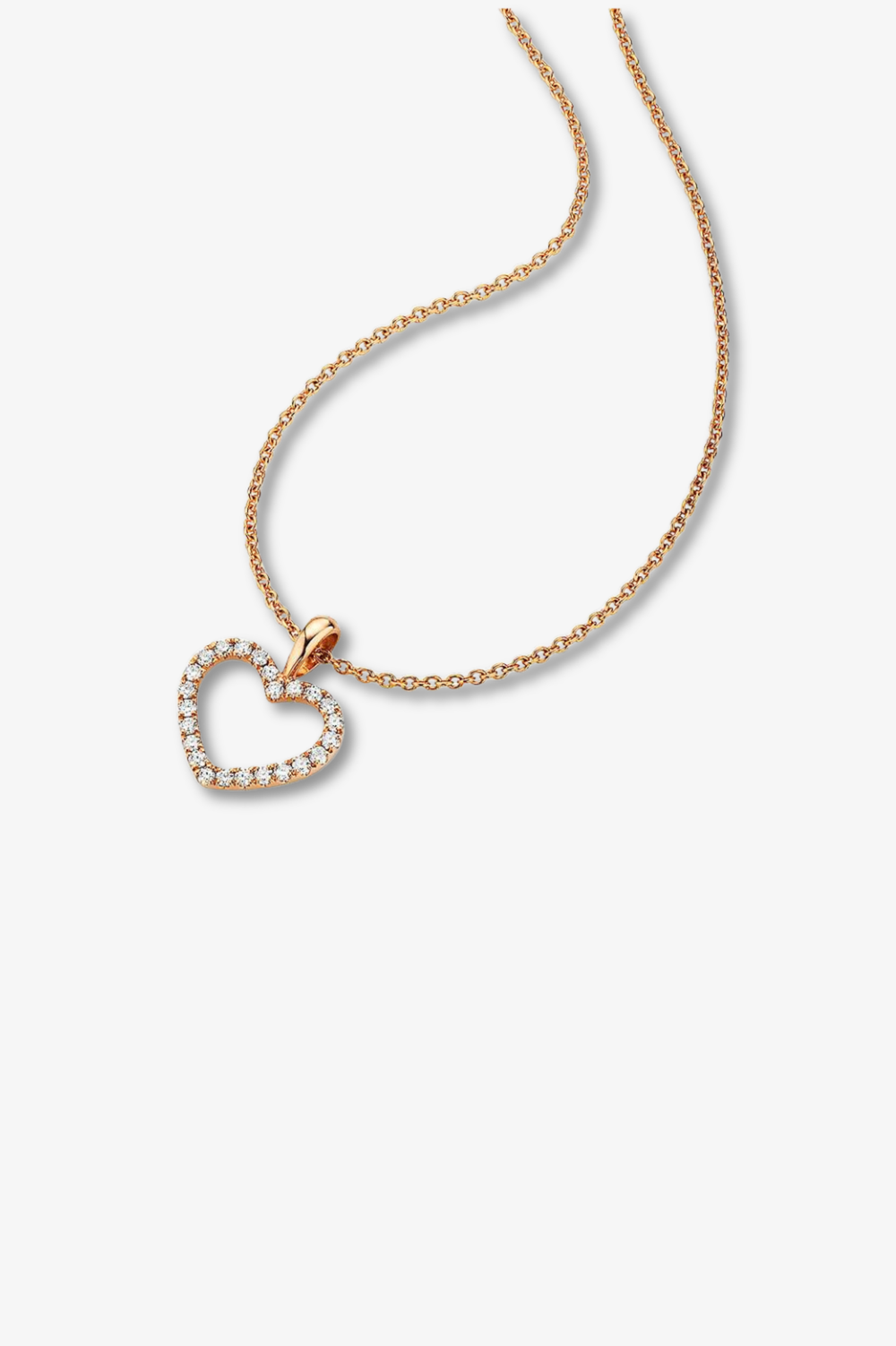 Heart Pink Gold Necklace with Diamonds