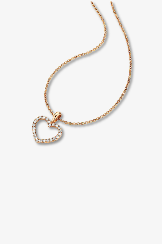 Heart Pink Gold Necklace with Diamonds