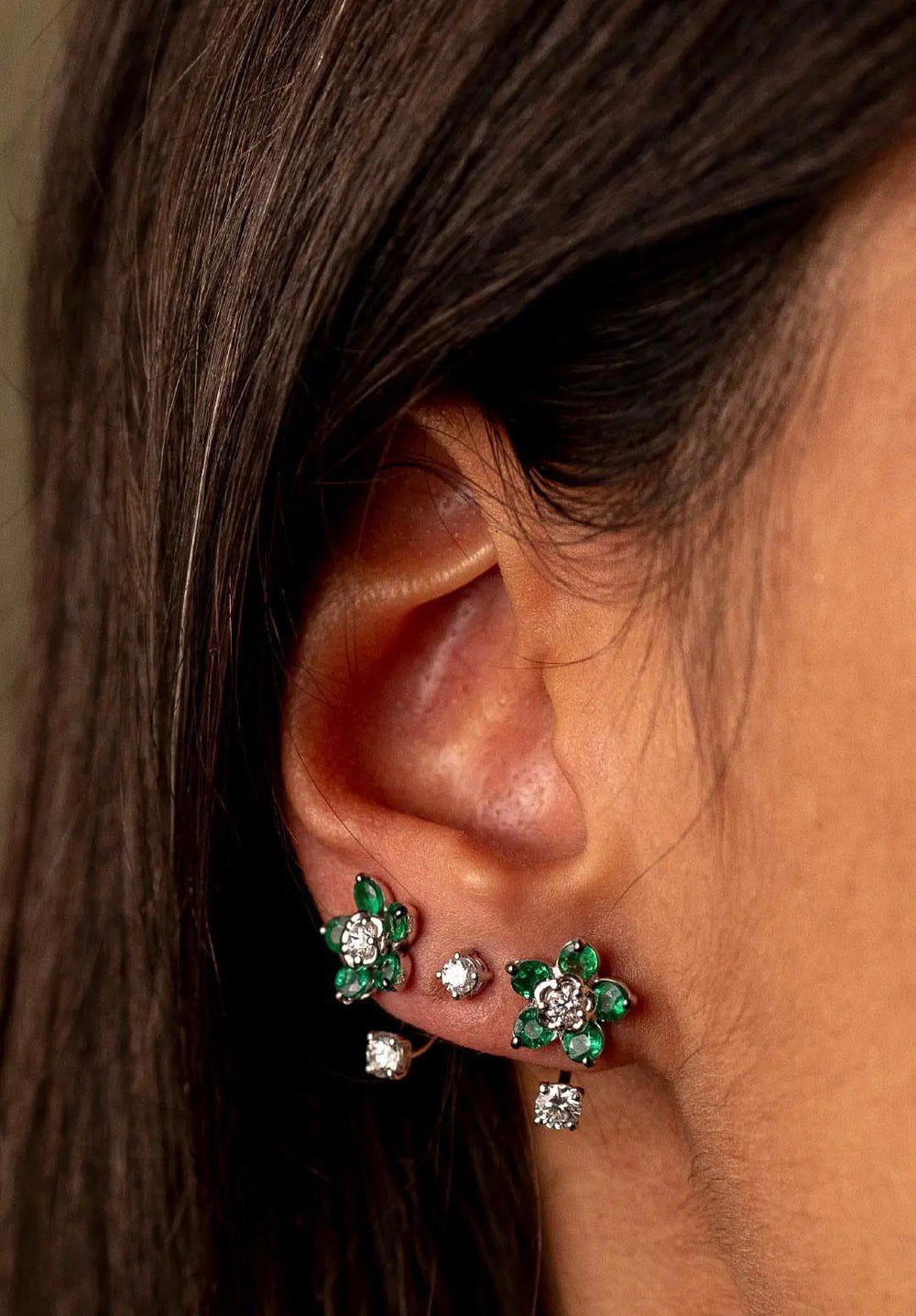 Diamond and Emerald Earring