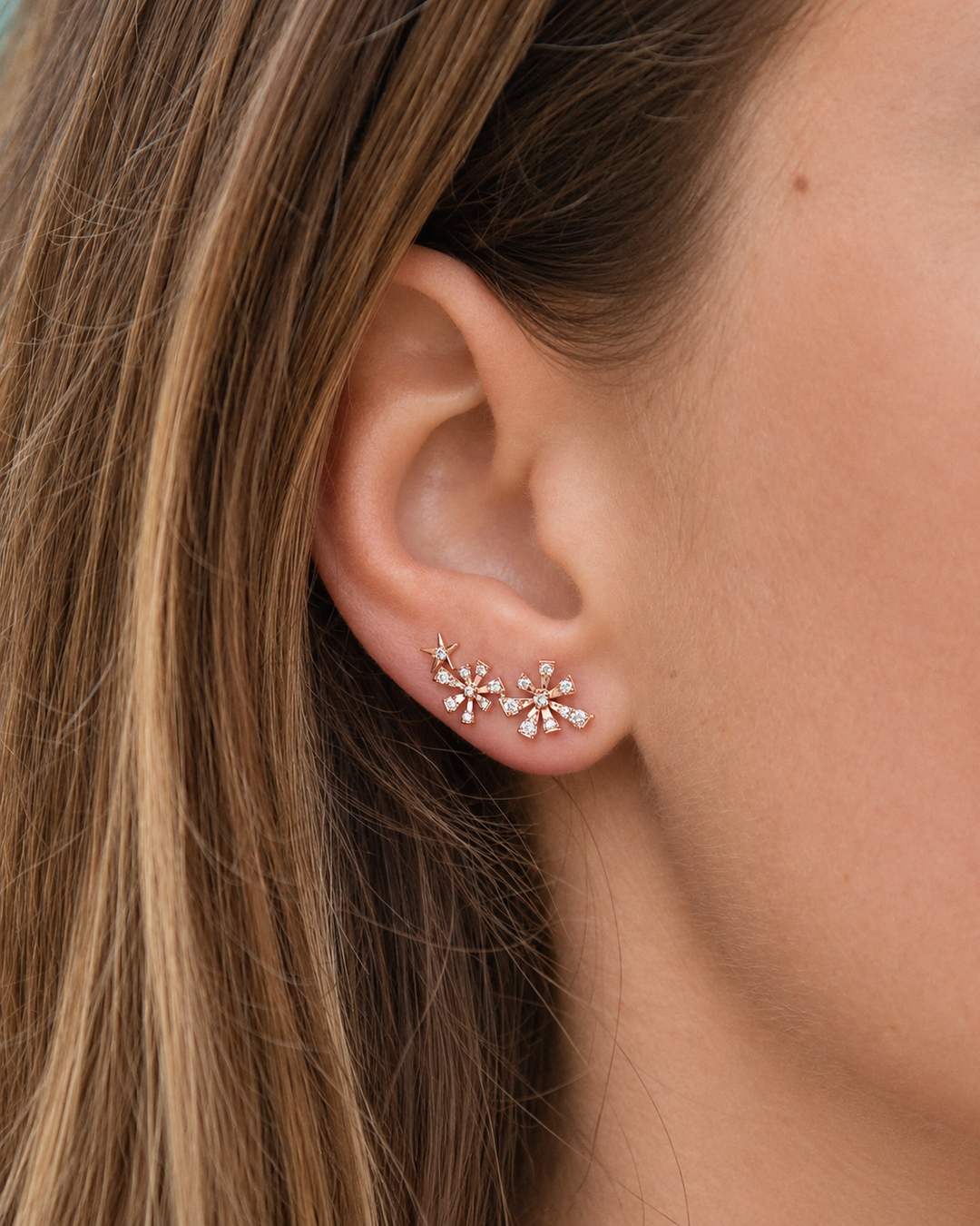 Brincos Luzia em ouro rosa com diamantes