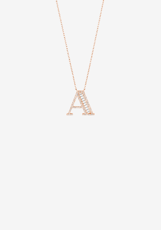 Letter Gold Necklace with Diamonds