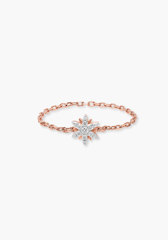 Sun Gold Chain Ring with Diamonds