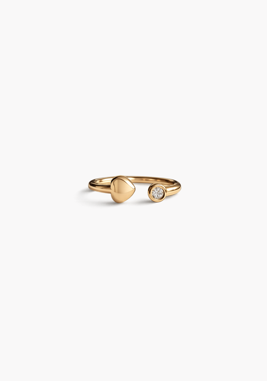 Pink Gold Heart Ring with Diamond