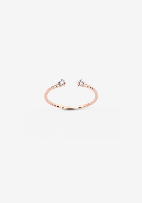 Yellow Gold Ring with Two Diamonds