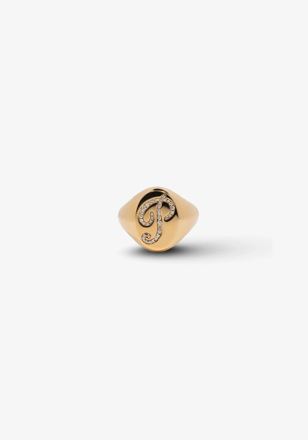 Anel de Ouro Letra P Com Diamantes