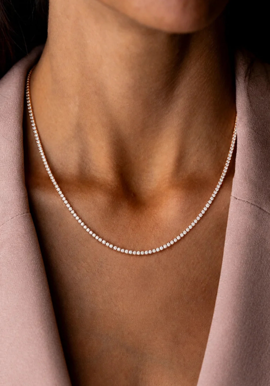 Colar de Ténis em Ouro Rosa com Diamantes