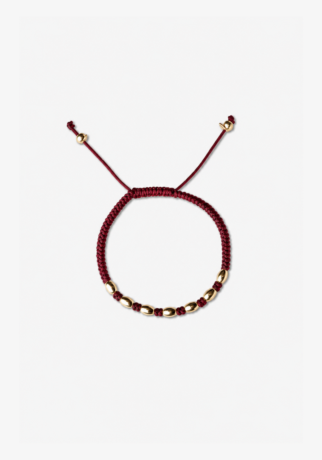 Yellow Gold Dots Bracelet with Burgundy Cotton
