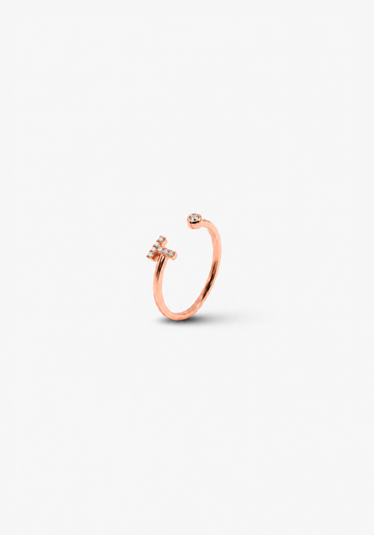 Letter T Gold Ring