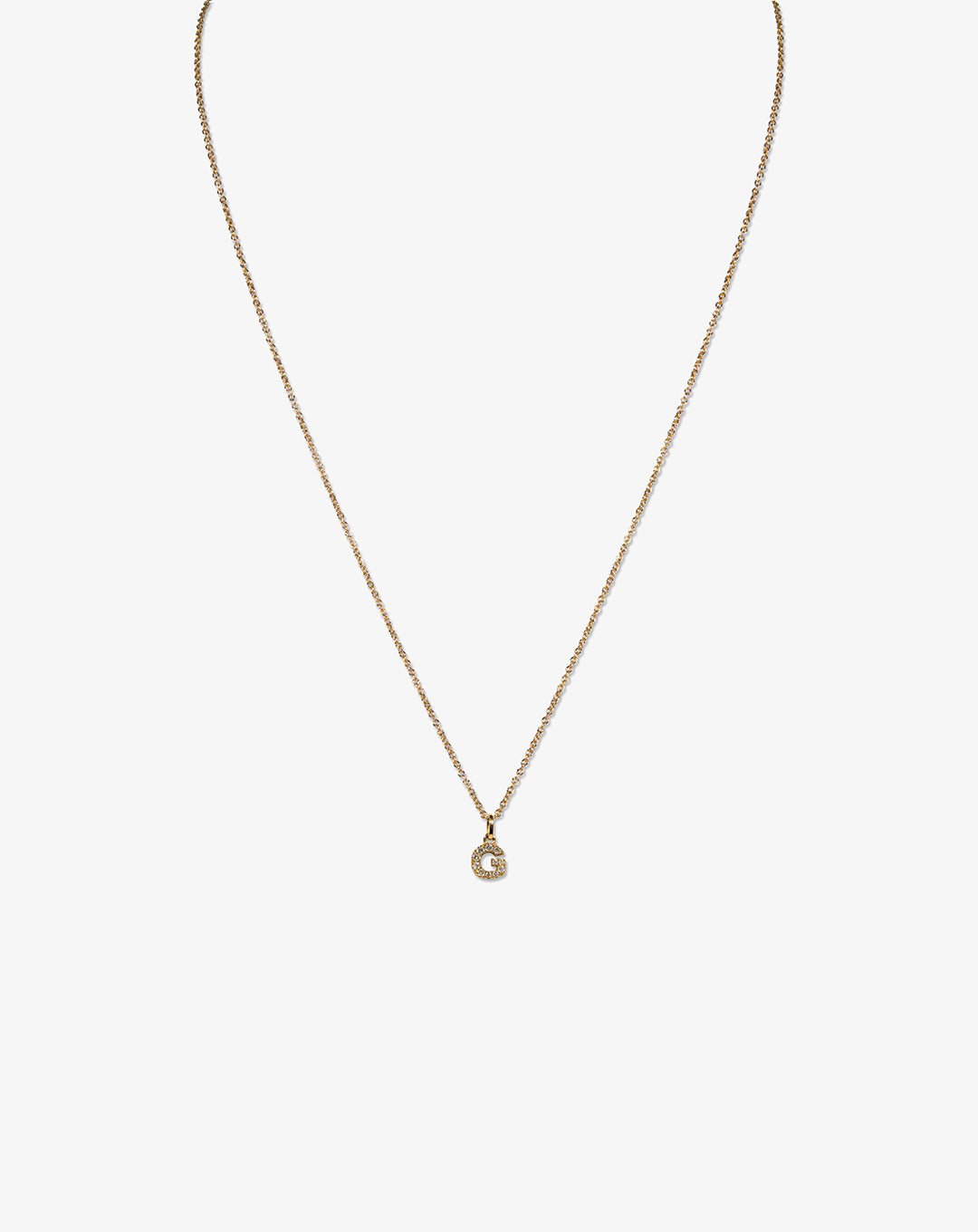 Pink Gold Necklace with Letter G and Diamonds