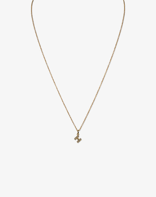 Pink Gold Necklace with Letter H and Diamonds