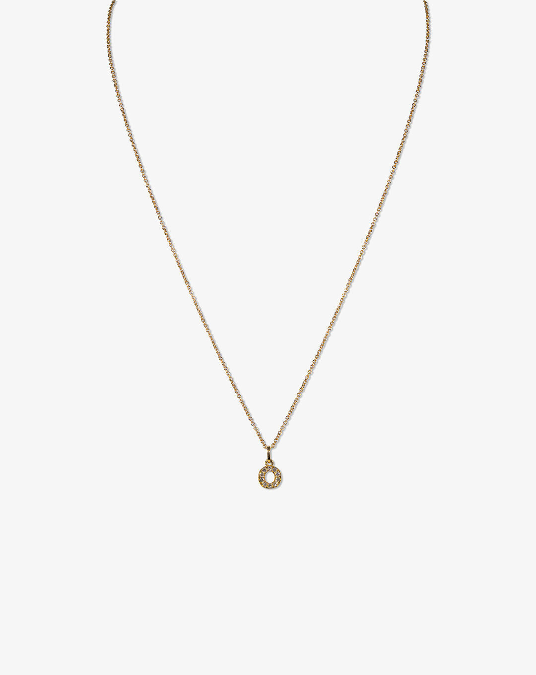 Pink Gold Necklace with Letter O and Diamonds