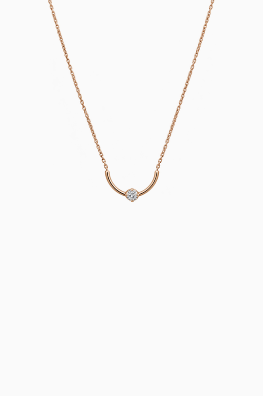 Pink Gold Necklace with Arch and Diamond
