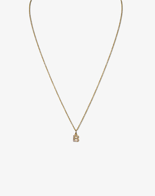 Pink Gold Necklace with Letter B and Diamonds