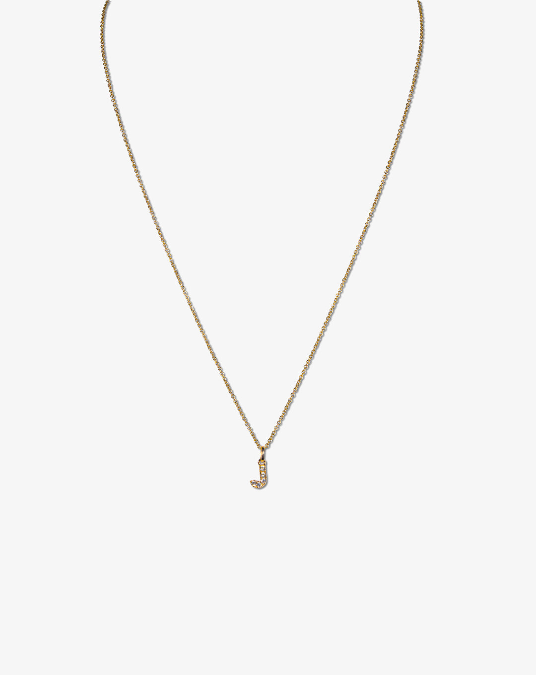 Pink Gold Necklace with Letter J and Diamonds