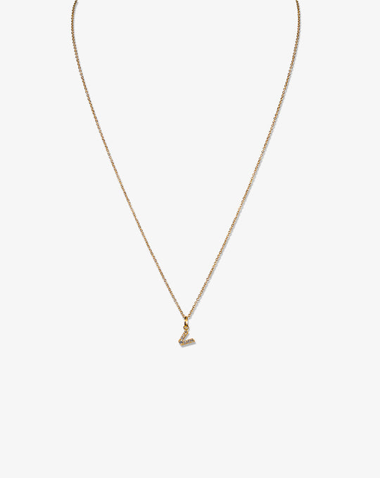 Pink Gold Necklace with Letter V and Diamonds