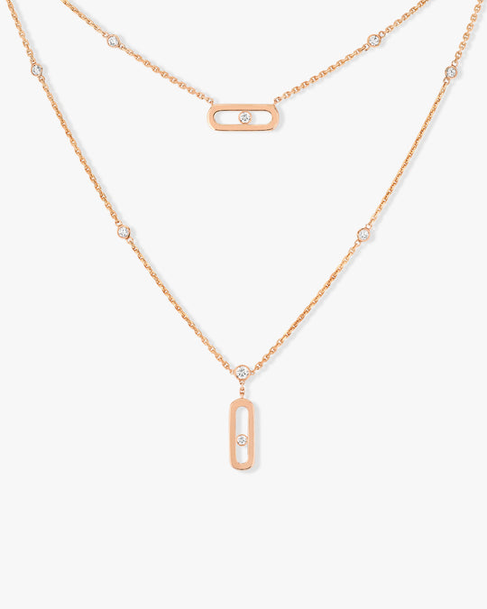 Pink Gold Diamond Necklace Move Uno 2 Rows