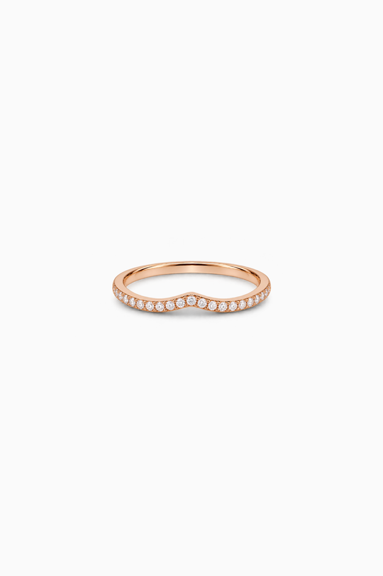 Pink Gold V Ring with Diamonds
