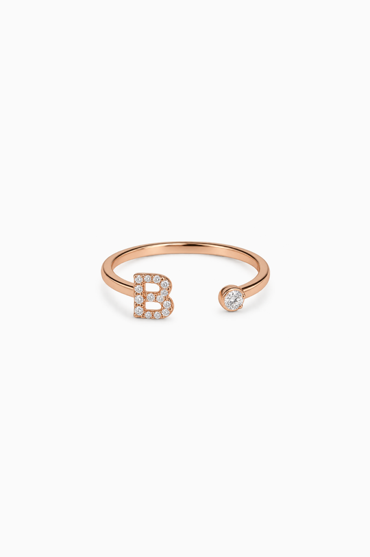 Letter B Gold Ring