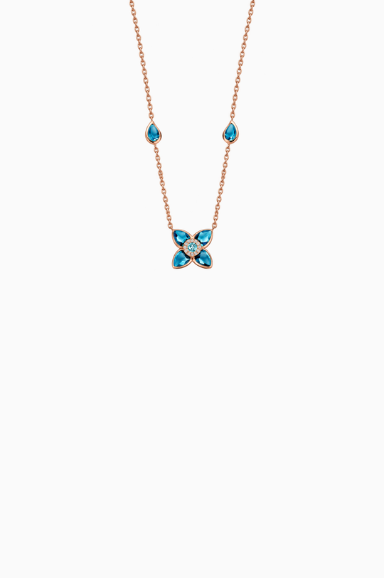 Flower Necklace Gold and Topaz