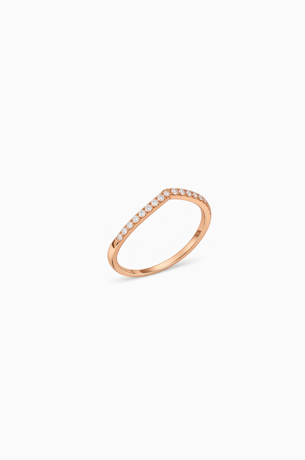 Pink Gold V Ring with Diamonds