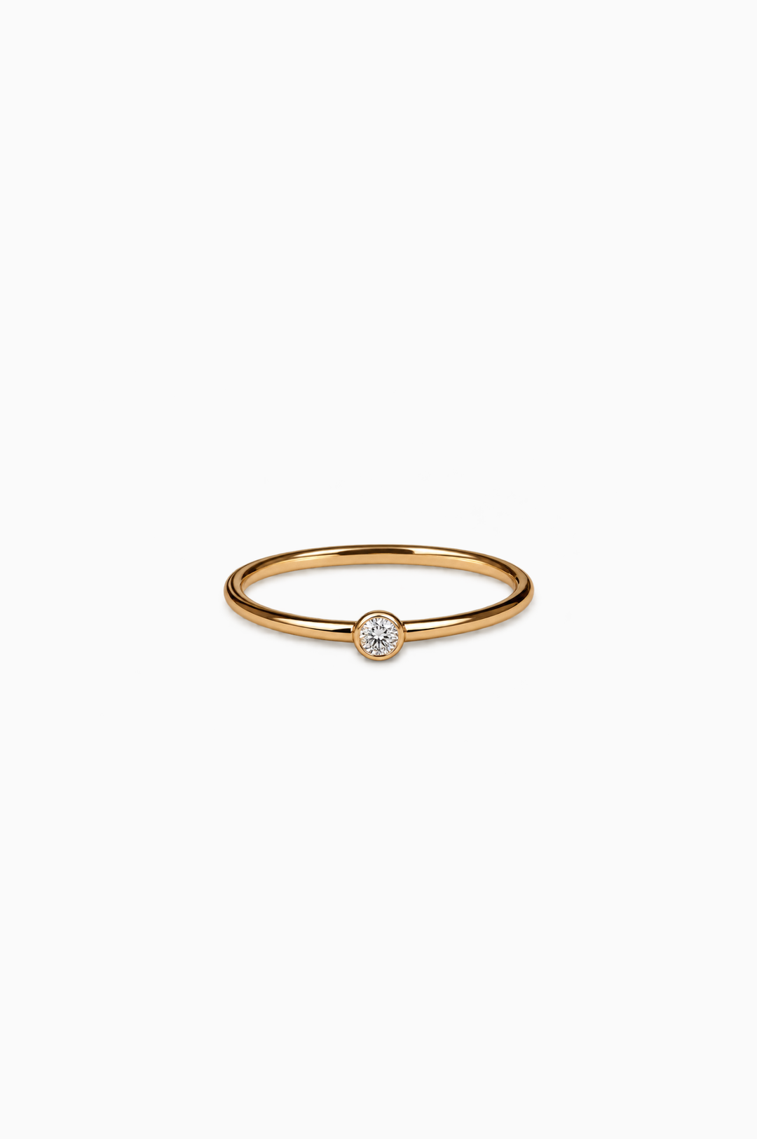 Pink Gold Ring with Solitaire Diamond