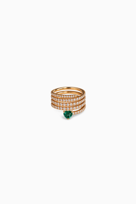 Pink Gold with Diamonds and Emerald