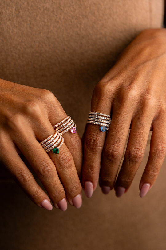 Pink Gold with Diamonds and Emerald