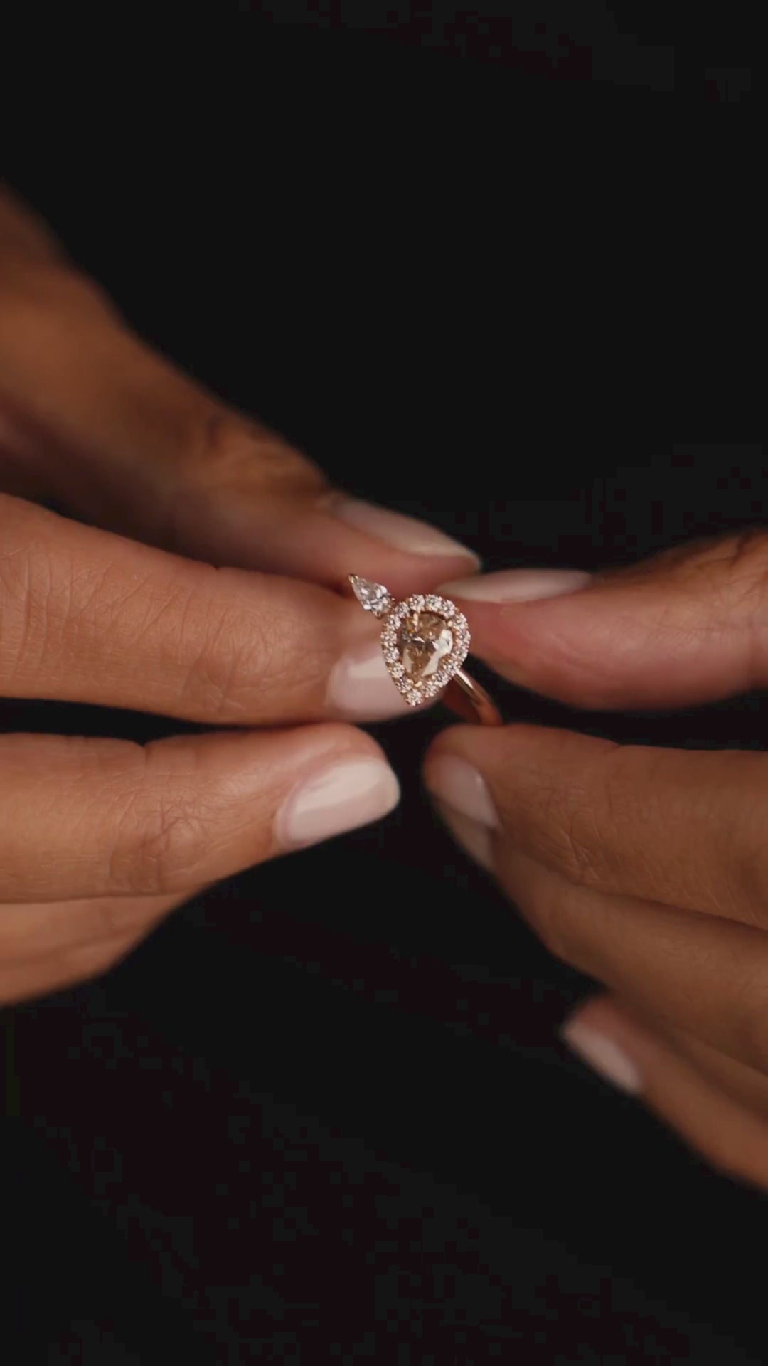 Gold Drop Ring with Diamonds