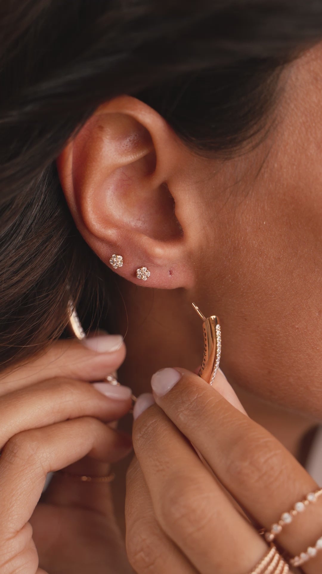 Hoops Pink Gold Earrings with Diamonds