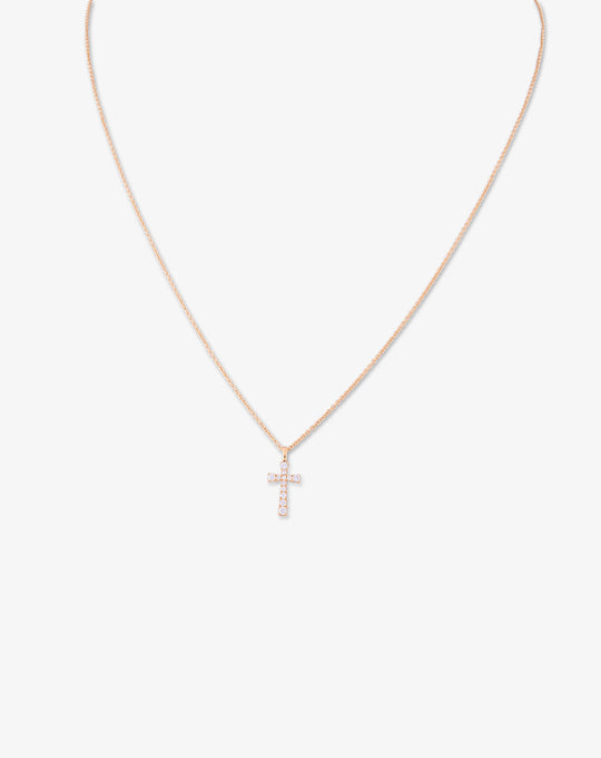 Necklace with Small Cross and Diamonds