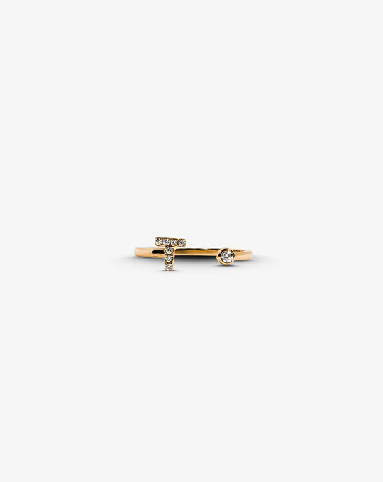 Letter T Gold Ring