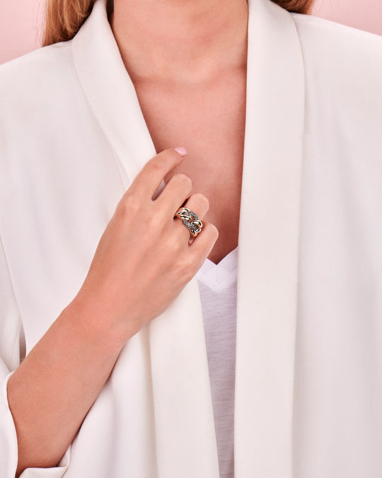 Silver Ring with Gold and Marcasite