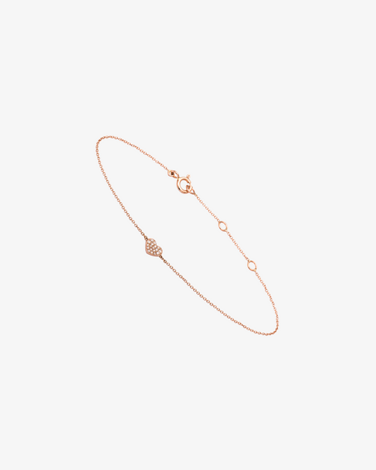 Pink Gold Heart Bracelet with Diamonds